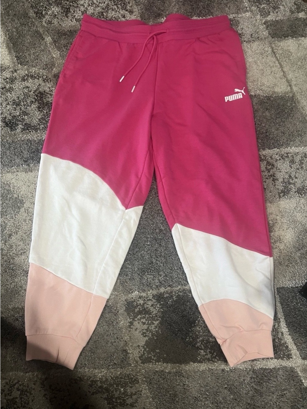 2 Puma Women's Power Cat Jogging Pants Pink Heather & Vivid Violet, XL - Picture 6 of 14